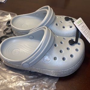 Little Girl Silver Clog Crocs BRAND NEW